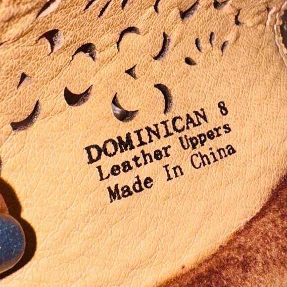 Elite by Corky’s Dominican Gray Perforated Leather Flat Sandal 8 Boho Hippie - Picture 5 of 11